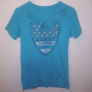 American Eagle Men's Canary Blue XS Graphic Tee